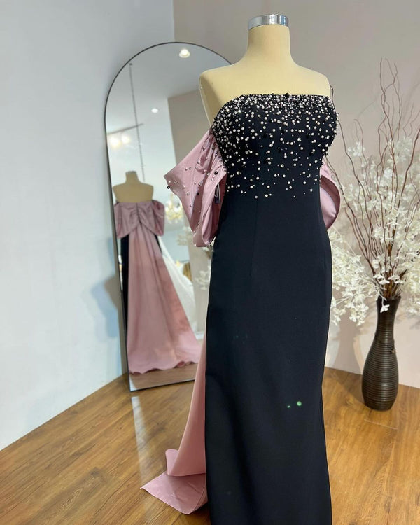 Black Strapless Mermaid Women Party Dress