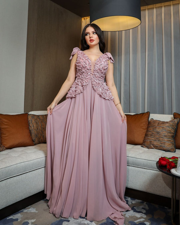 Elegant Cap Sleeves Chiffon A-line Prom Dress