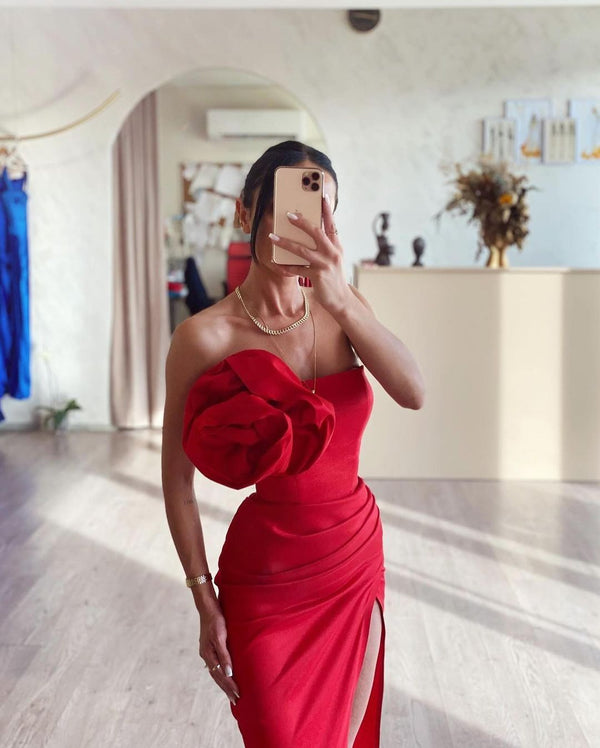 Elegant Flower Red Maxi Dress for Women