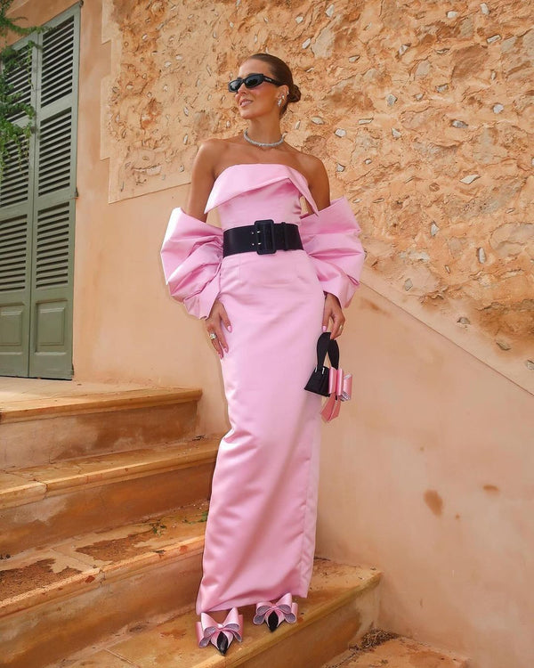 Pink Strapless Saudi Arabia Evening Dresses