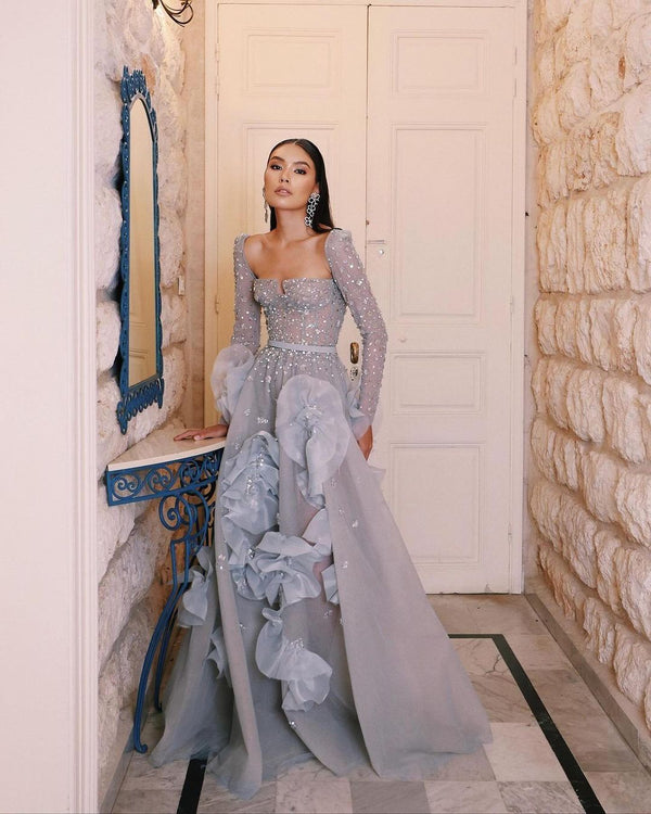 Guilter Square Collar a Line Evening Dresses