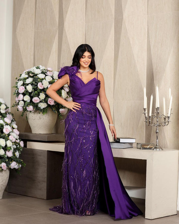 Elegant Mermaid Bow Beading Party Dress