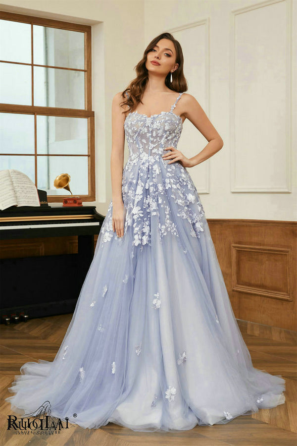 LWC6770 Stunning Spaghtti Strap Appliques Lace Party Dresses