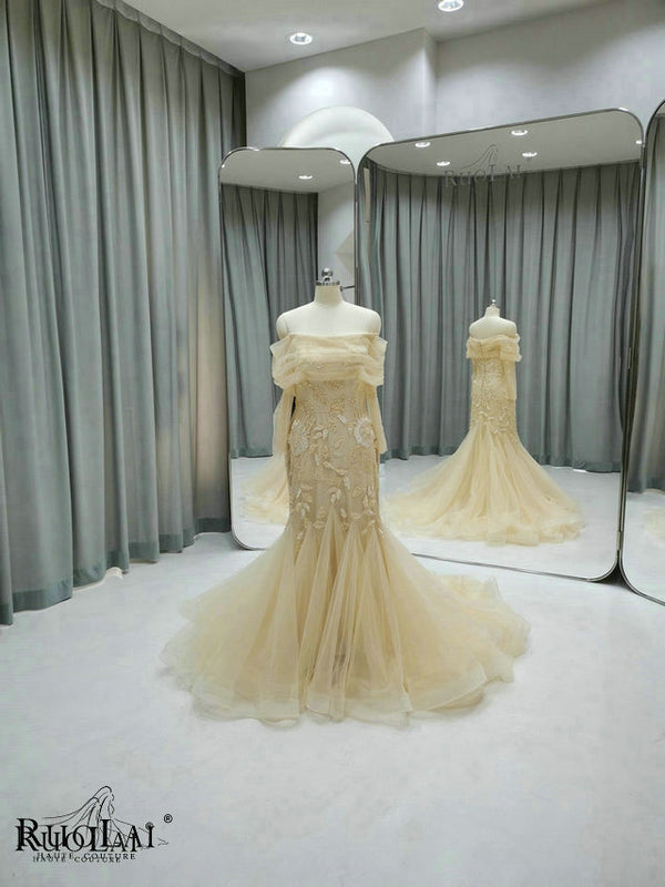 LWC6785 Elegant Strapless Beading Embroidery with Leaves Party Gown