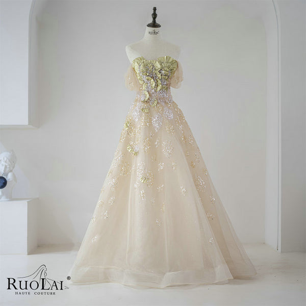 LWC6838 Glitter Scalloped Neck Off The Shoulder Party Dress