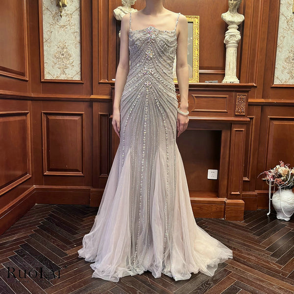 LWC6999 Luxury Dubai  Spaghetti Strap Mermaid with Chocker Party Gowns