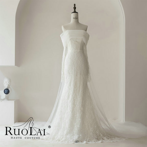 Gorgeous Ivory Off The Shoulder Long Sleeve Wedding Dress