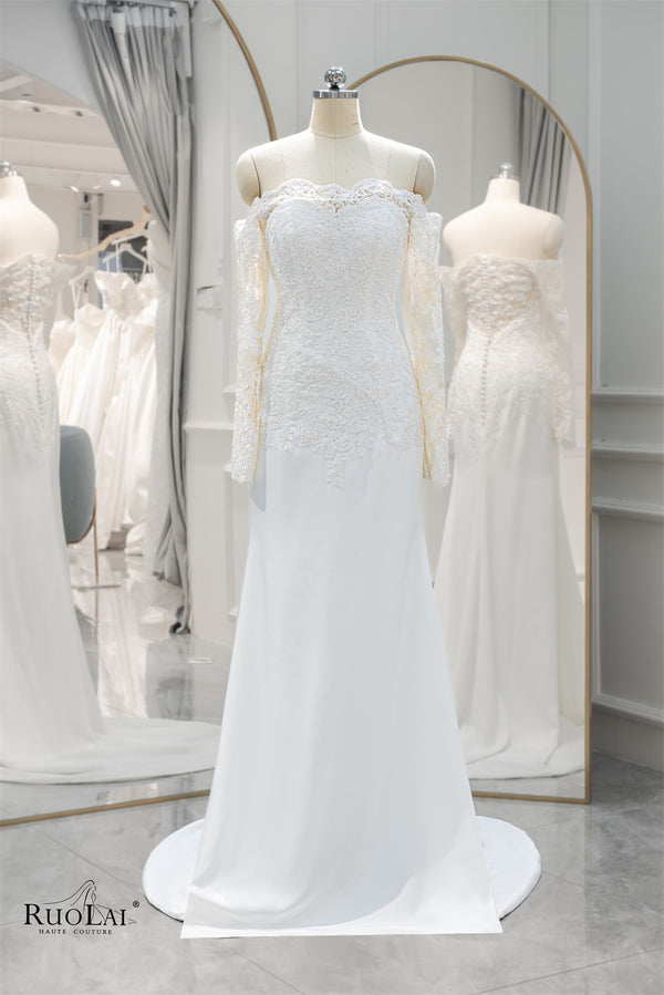 Classic Off the Shoulder Strapless Lace Mermaid Wedding Dress