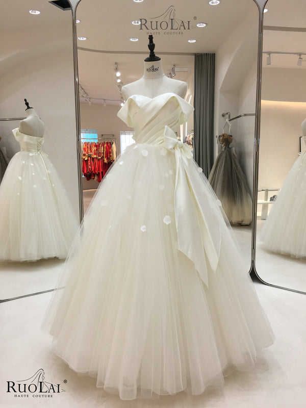 Gorgeous Strapless Lace-Up Glitter Wedding Bridal Dresses