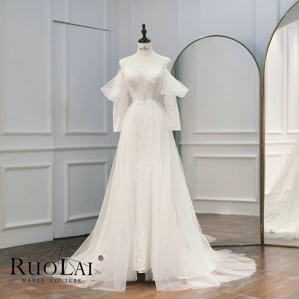 Beho V Neck Lace Long Sleeves Wedding Gown