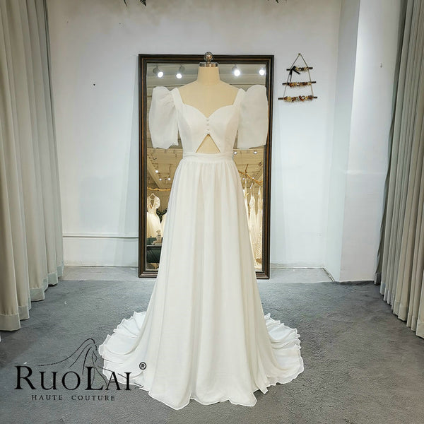 Simple Body with Buttons and Hollow satin Wedding Dresses