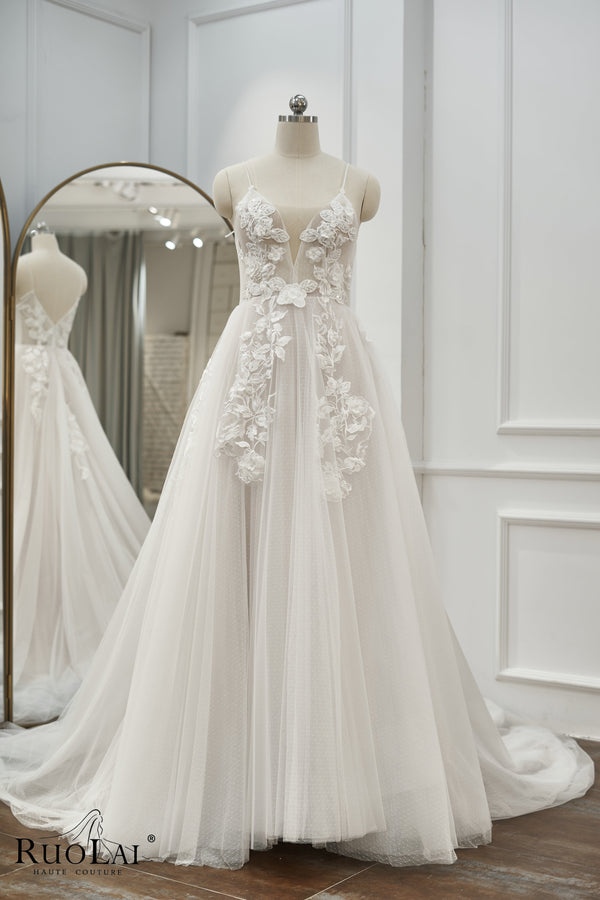 Beach Sleeveless Princess Flash Sale Appliques Lace Wedding Dresses