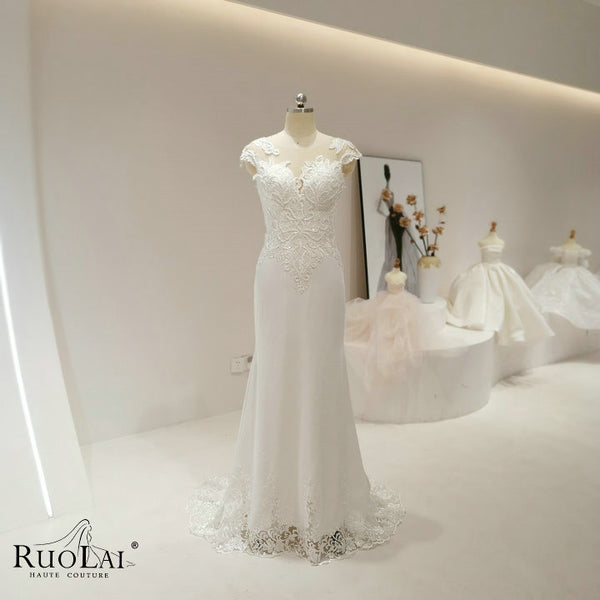 QW01511 Ivory Lace Appliques Sweetheart Beading Mermaid Wedding Dresses