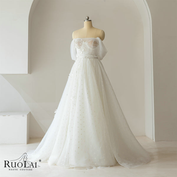 QW01769 Elegant Off The Shoulder Silky Organza Wedding Suits For Women