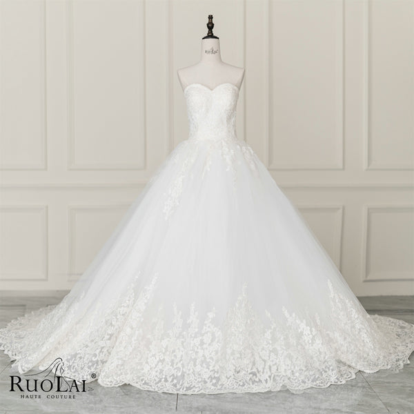 QW01829 Romantic Sweetheart Neck Lace Bride Ball Gown Wedding Dress