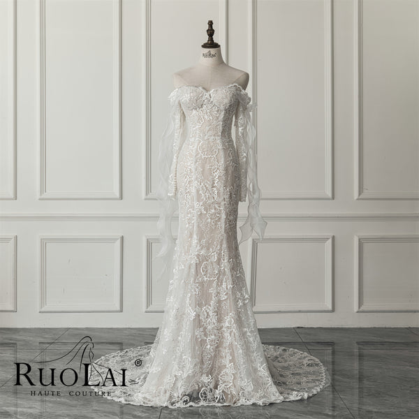 Fairy Simple Full Sweetheart Neckline Mermaid Wedding Gowns Dresses