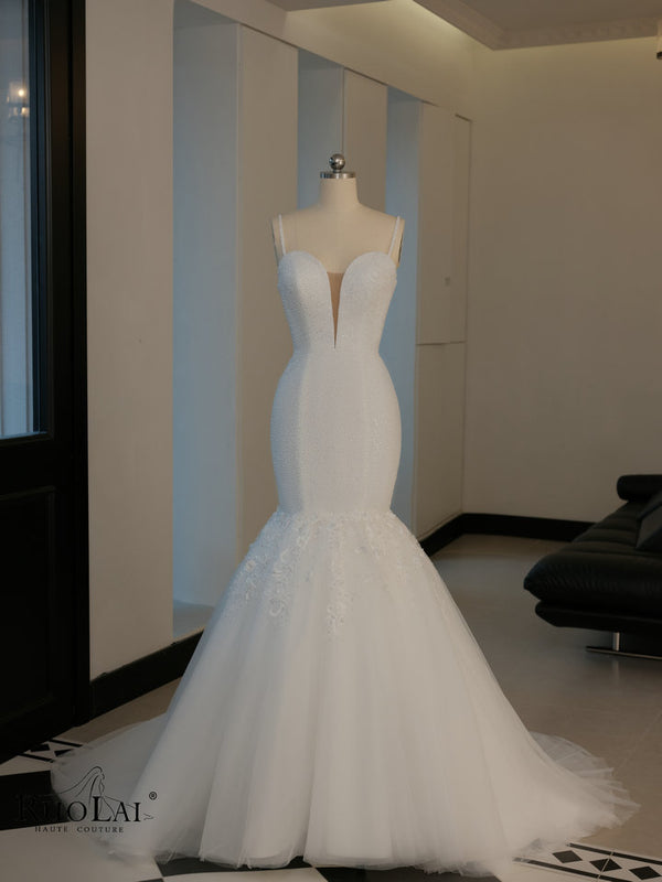 Spaghetti Strap Luxury Beading Mermaid South Africa Wedding Dress