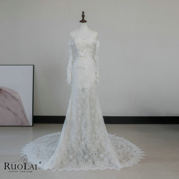 QW02127 Noble Sweetheart Neckline Long Sleeves Mermaid Wedding Dresses