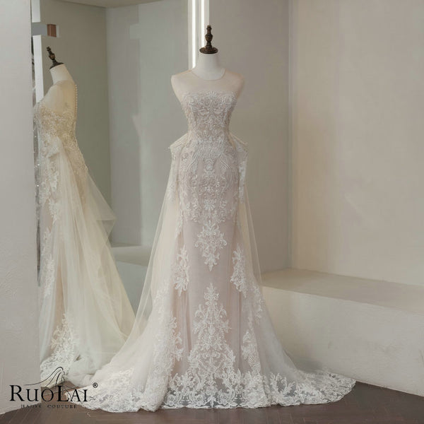 QW02135 Charming O Neck 2 in 1 Wedding Dresses