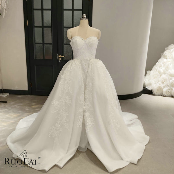 QW02196 Sweetheart Neck Sequin Lace 2 in 1 Wedding Dress